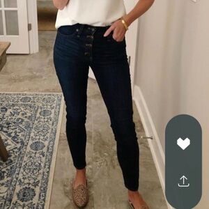 J.Crew High-Waisted Dark Blue Skinny Jeans button front